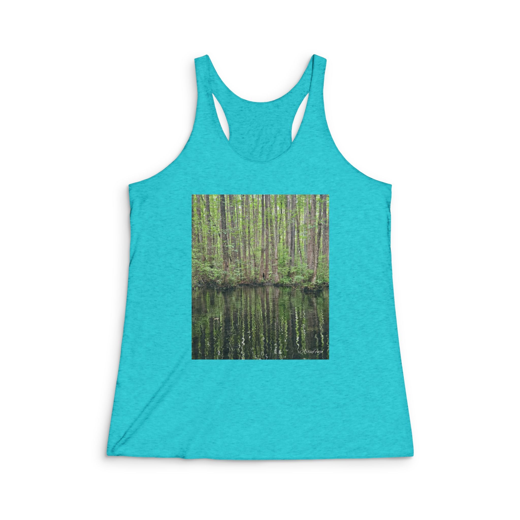 Reflection in the trees Tri-Blend Racerback Tank