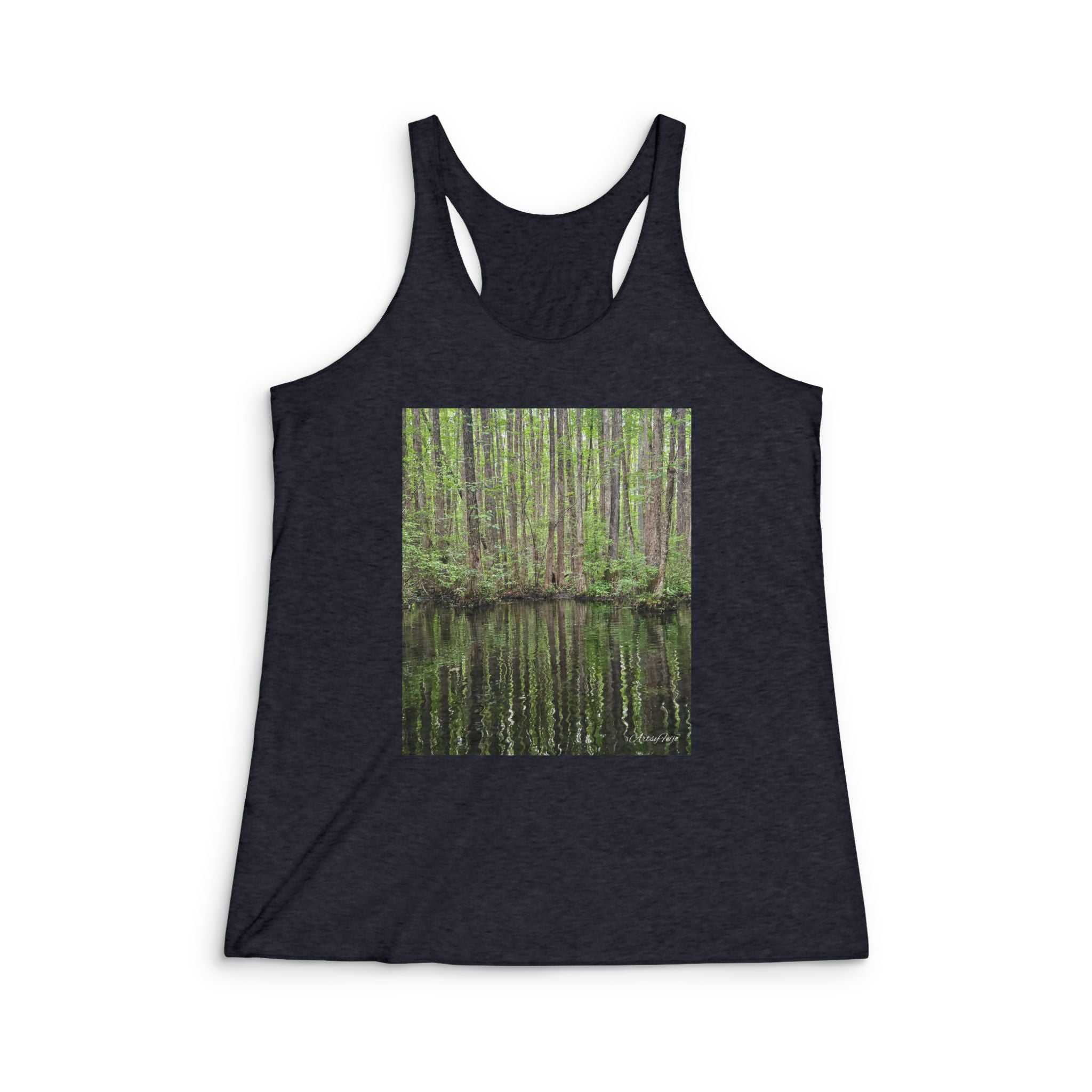 Reflection in the trees Tri-Blend Racerback Tank